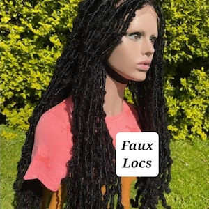 LONG BUTTERFLY LOCS Wig, Faux Distressed Locs, Faux Locs, Dreadlocks wig, Goddess Locs wig ,braided wigs for women. Full Lace/Frontal. Kinky