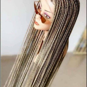 Human Hair Knotless Full Lace Braid Wig. Braided Wigs for black women. Colour 613 & 27. Lace Frontal Wig. Box braided wig. Cornrow Wig
