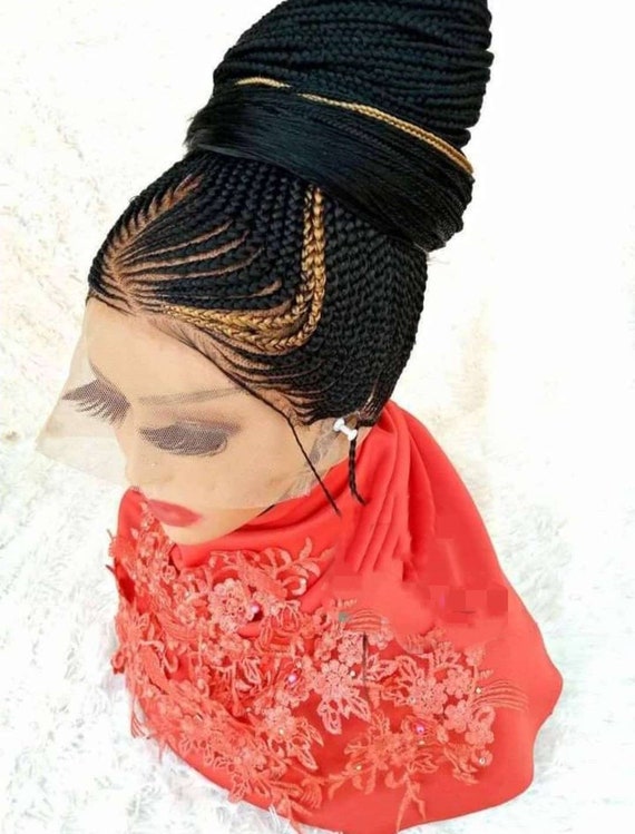 Updo Full Lace Cornrow Braided Wig, Cornrow Wig, Braided  display picture 1