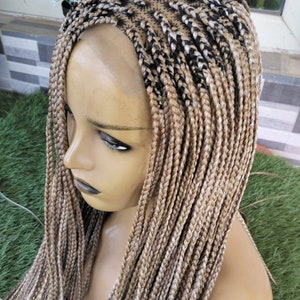 Human Hair Knotless Lace Box Braided Wig with Baby Hair. Braided Wigs for black women. Box braided wig. Full Lace and  Frontal. Cornrow Wig