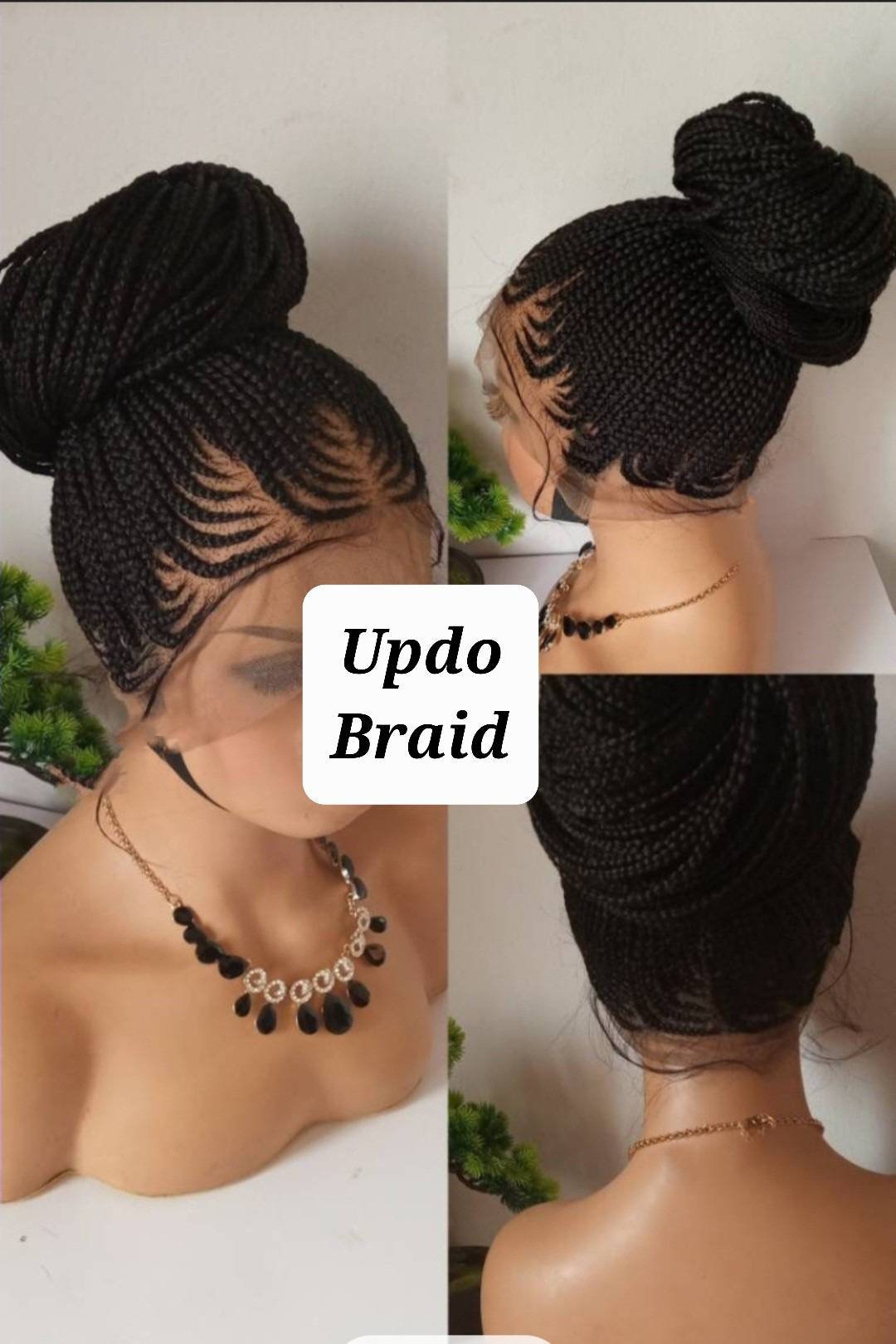 Updo Full Lace Cornrow Braided Wig, Cornrow Wig, Braided Wigs