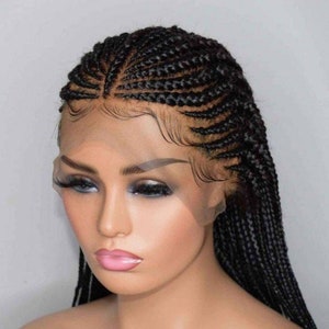 Handmade Full Lace and Frontal Cornrow Braided Wig. Ghana weaving Braids.Braid wigs for black women. Box Braid Wig. Cornrow wig. Centre Part