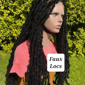 BUTTERFLY LOCS Wig, Faux Distressed Locs, Faux Locs, Dreadlocks wig, Goddess Locs wig ,braided wigs for women, Short Braided Wigs. Full Lace