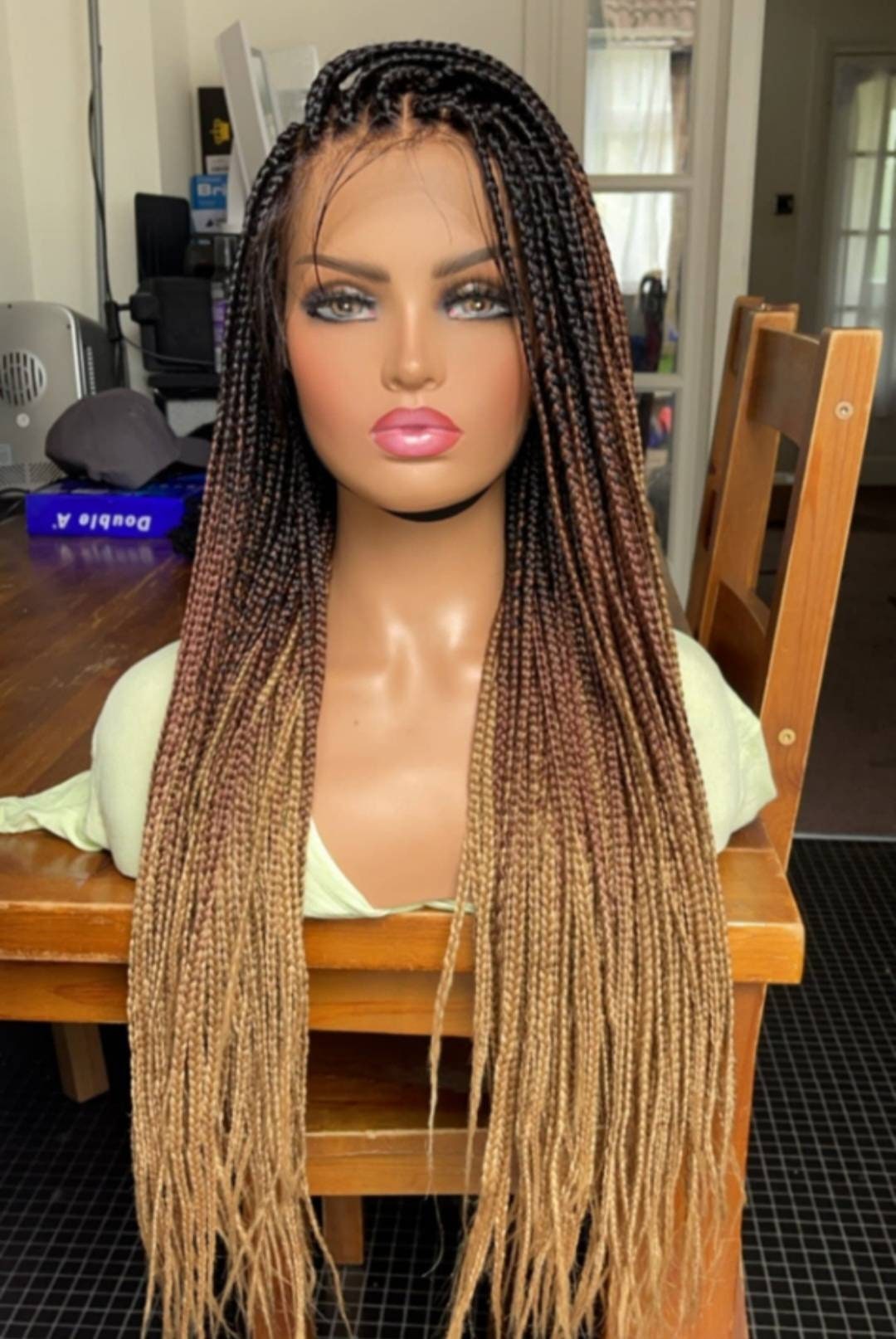 Tri Color Color Wig Three Tone Colour Wigs. Ombre Wigs. Box Braided Wig. Glueless Wigs ...