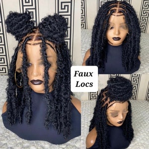 BUTTERFLY LOCS Wig, Faux Distressed Locs, Faux Locs, Dreadlocks wig, Goddess Locs wig ,braided wigs for women, Short Braided Wigs. Full Lace