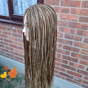 Peluca trenzada. Peluca trenzada hecha a mano en rubio mixto. Pelucas trenzadas para mujeres negras. Peluca trenzada senegalesa. Peluca de trenzas africanas.
