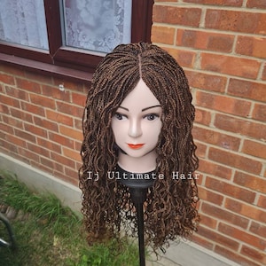 Braided Wig, Handmade Box Braid Kinky Twist Middle Parting Wig. Braid wigs for black women. Cornrow Wig. Box Braided Wig