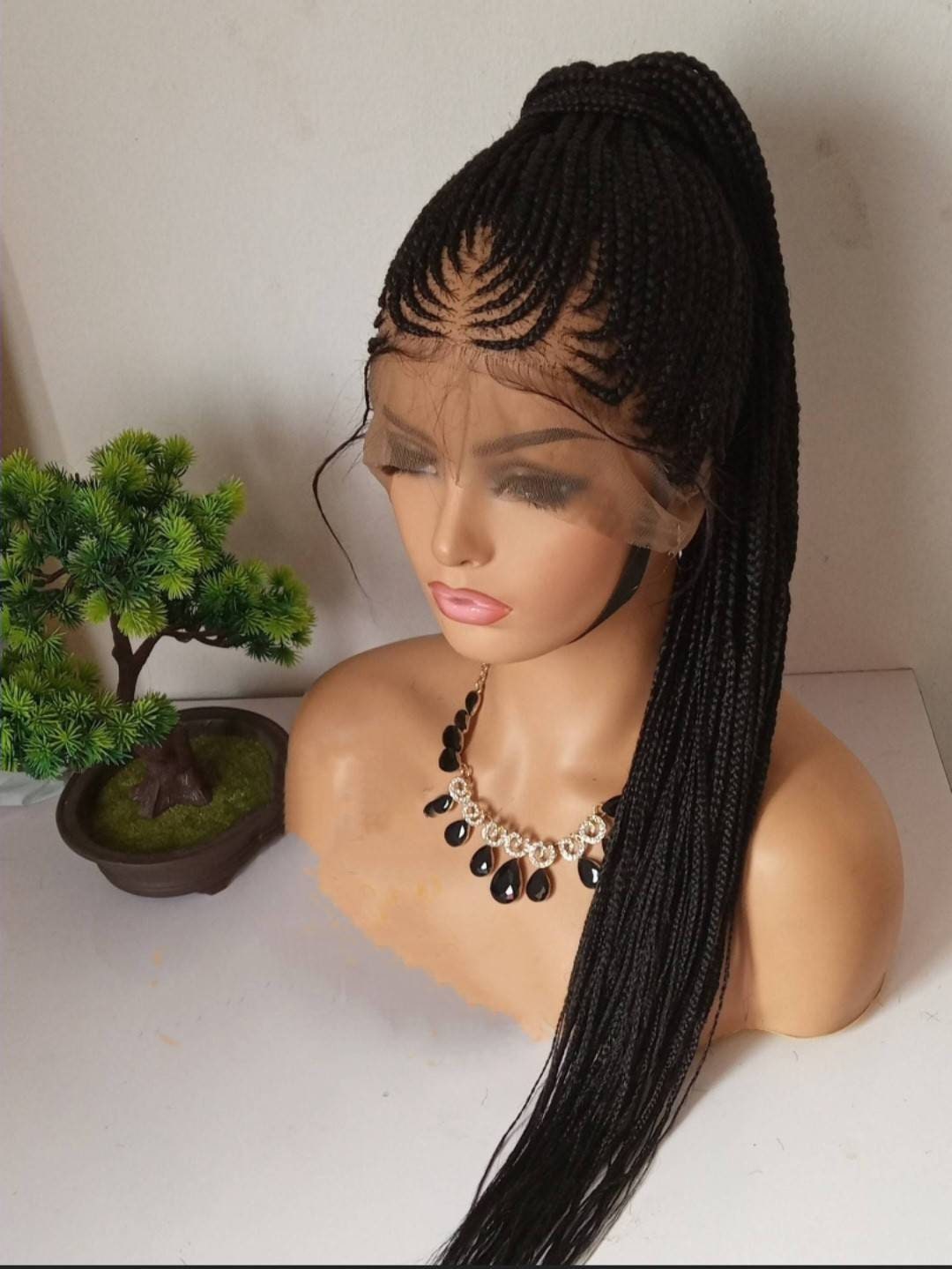 Updo Full Lace Cornrow Braided Wig Cornrow Wig Braided Etsy
