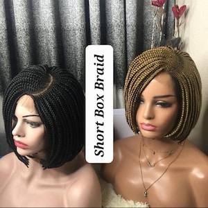 Short bob Braided Wig. Braid Wig. Braided lace front wig. short braided wigs for black women. knotless braids cornrow wig. micro braids wig