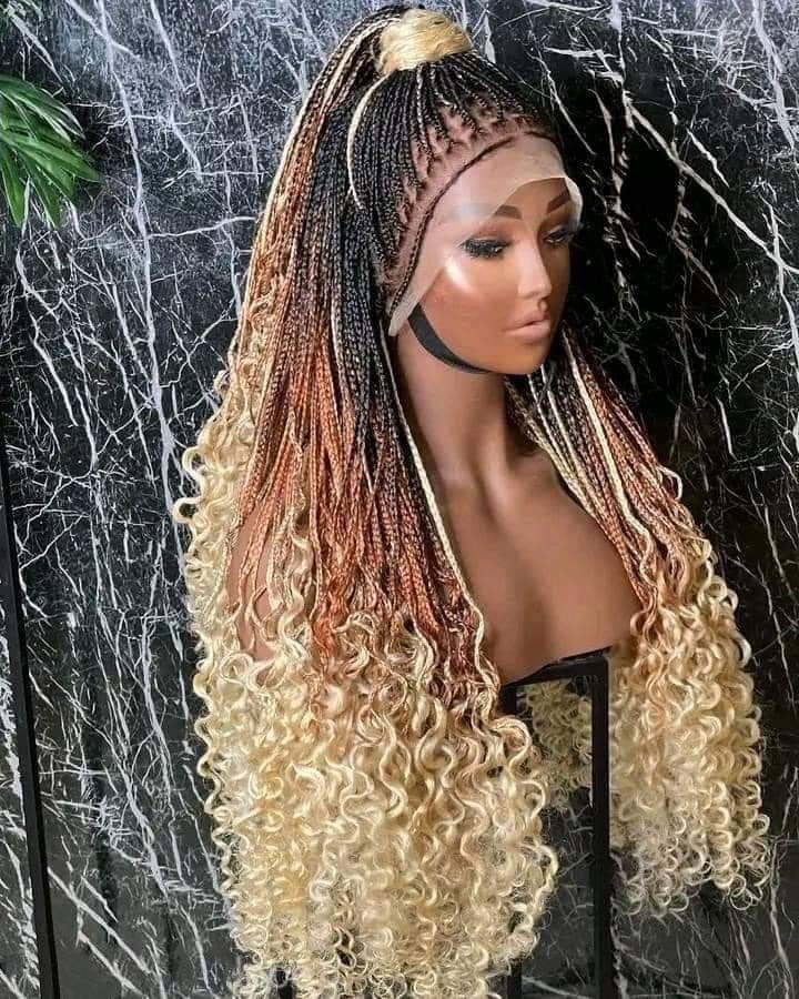 Handmade Human Hair Full Lace Knotless Braided Spiral Weave Hair