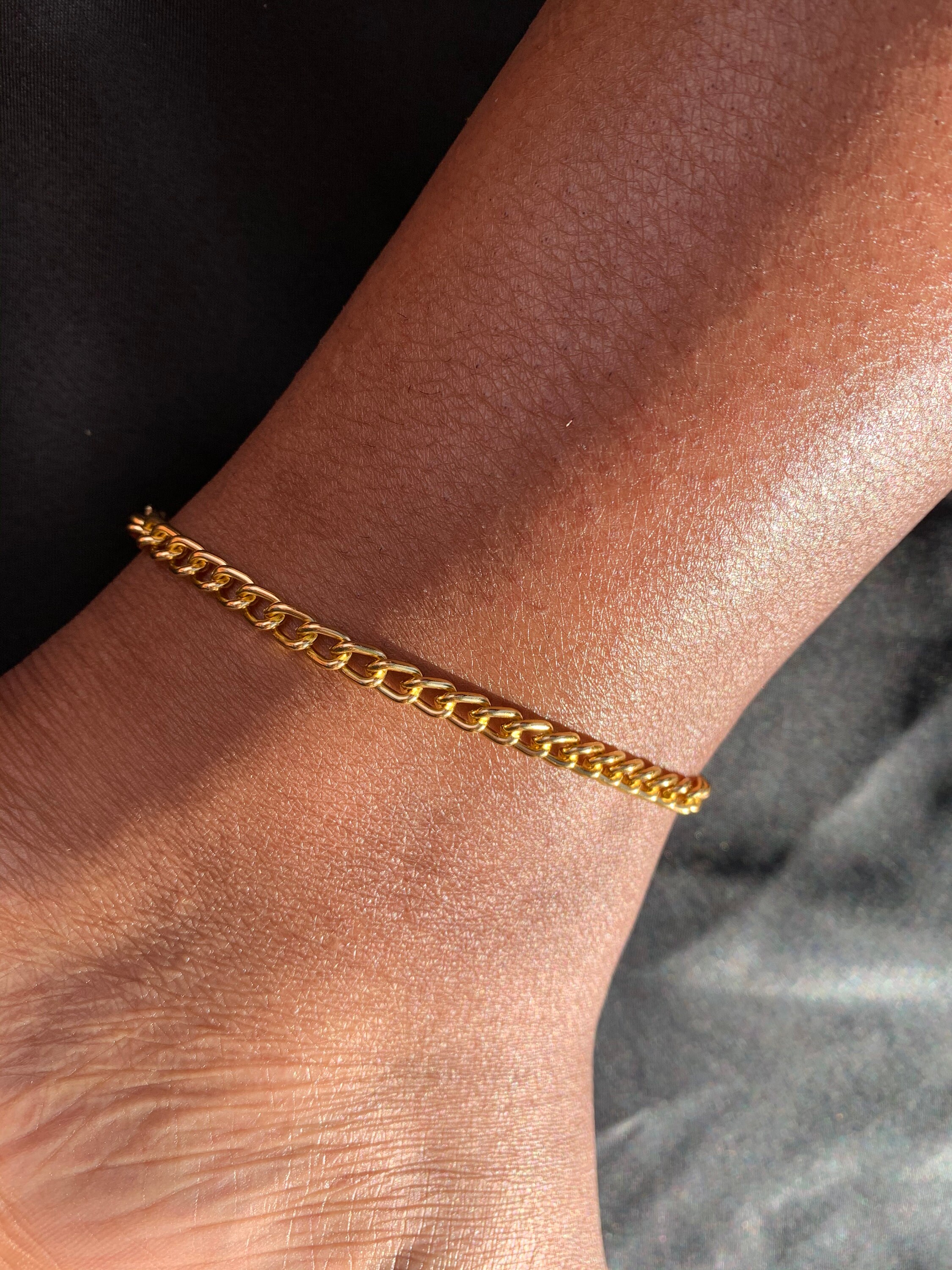 Gold Chain anklet gold curb chain anklet chain bracelet Etsy