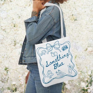 Wedding Day something blue Tote for bride, Something Blue For The Bride Gift, For Her On Her Wedding Somehing Blue Gift,Wedding Keepsakes