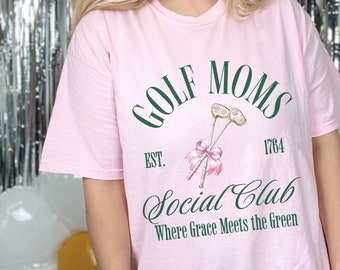 Golf Mom Comfort Colors Shirt, Golf Mom Shirt, Golf Lover Gift, Vrouwen Coquette Golf Tee, Moederdag Cadeau voor Golf Mom, Golf Team Group Shirts