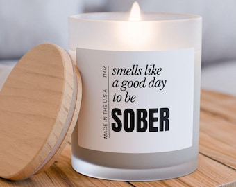 Candle Sober Gift,Sobriety Celebration Gift, Sober Anniversary, Addiction Recovery Gift, Frosted Candle 11 oz, Milestone 1 Year Sober Friend