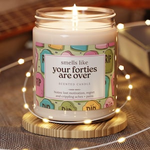 Smells Like Your Forties Are Over Candle,Funny 50th Birthday Gift,Funny Birthday Candle, Sister Gifts, RIP 40s Milestone Gift for 50th