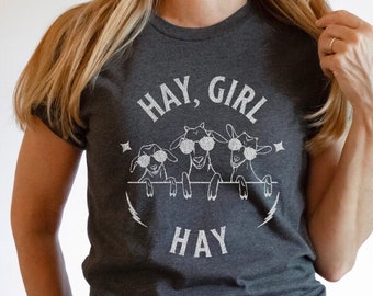 Cute Goat Shirt Hay Girl Hay Funny Goat Kid Shirt Goats Farmer Girl Shirt Goat Shirt Gift for Men and Women Farming Goat Lover