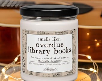 Bookish Candle, Smells Like Overdue Library Books, Book Lover Librarian Gift for Her, Reader Gift, Gifts for Bookworms, Gifts for Bookclubs