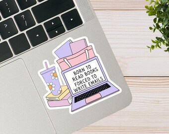 Pegatina de humor de oficina, pegatina para portátil, pegatina troquelada, humor corporativo, pegatina divertida de libros para lectores, regalos para compañeros de trabajo de biblioteca por correo electrónico