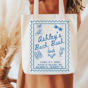Custom Bachelorette Coastal Doodle Tote Bag, Last Toast on the Coast, Party for Coastal Bachelorette Bash, Tote Bag Favors for Bachelorette