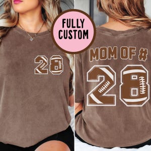 Camisa de futebol personalizada Comfort Colors, camiseta estilo camisa de futebol, camisa de jogador de futebol personalizada, camisa de mãe de jogador de futebol, mãe de esportista