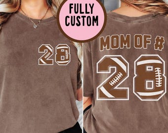 Komfortfarben Benutzerdefiniertes Fußballnummer-Shirt, T-Shirt im Fußball-Jersey-Stil, personalisiertes Fußballspieler-Shirt, Fußball-Mama-Shirt, Sport-Mama