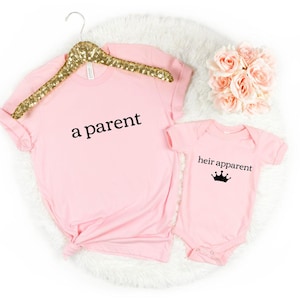 Mommy and Me Funny Shirts, Daddy Baby Matching Shirts, Heir Apparent Royal Pun, Baby Shower Gift for Mama Mini, Mom Son Tee, Mom Girl Tee