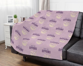 Linda manta de microfibra Spoonie, regalo de enfermedad crónica, día de brote de dolor crónico, EM, fibro, lupus, POTS, manta de apoyo del día del médico del día de la llamarada