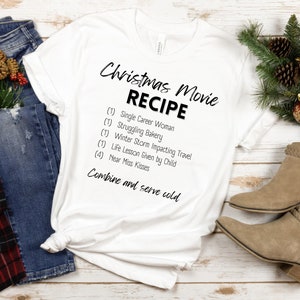 Christmas Movie Watching Recipe Shirt Christmas Movie Season Hot Cocoa Shirt Small Town Movie Shirt Movies by the Fire with my Dog image 1