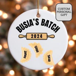 Grandma Busia Babcia Dziadek Gift, Polish Christmas Ornament, Custom Pierogi Ornament, Pierogi Grandchildren Name Ornament Personalized