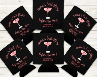 Custom Personalized Bachelorette Can Cooler, Bachelorette Bash,Bachelorette Favor Slim Can Cooler,Inquire on Bulk Discounts, Names Locations
