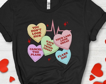 Invisible Illness Valentine Shirt, Chronic Illness Awareness,Spoonie Chronic Pain Fibro, Pots, Lupus, PCOS, Disability Valentine, MS Cog Fog