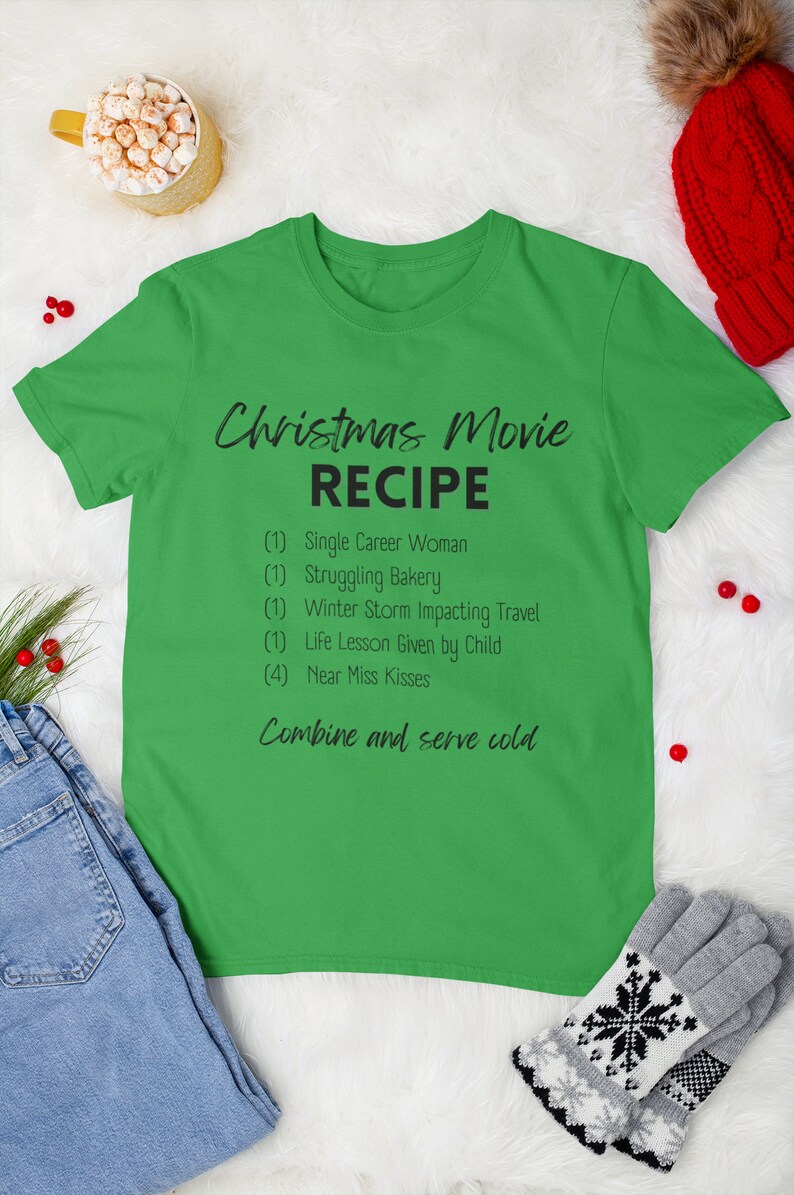 Christmas Movie Watching Recipe Shirt Christmas Movie Season Hot Cocoa Shirt Small Town Movie Shirt Movies by the Fire with my Dog image 5