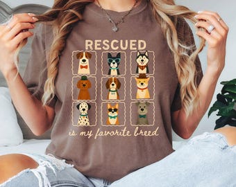 Pflege Adopt Rettung Komfort Farbe Shirt, Adopt Don't Shop Hund Rettung T-Shirts, Hundeliebhaber Crew, Tierrettung Team Hund Mütter, Rettung Lieblingsrasse