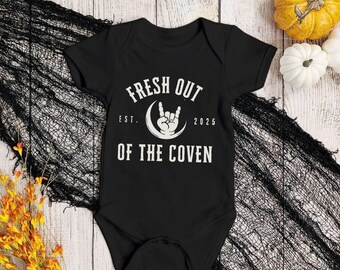 Fresh from The Coven Baby Bodysuit 2025, Witchy Gift Newborn Baby Shower, Witch Mom, New Coven Witches Baby Suit Gothic Gift, Goblincore