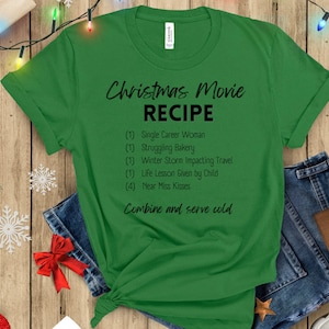 Christmas Movie Watching Recipe Shirt Christmas Movie Season Hot Cocoa Shirt Small Town Movie Shirt Movies by the Fire with my Dog image 2