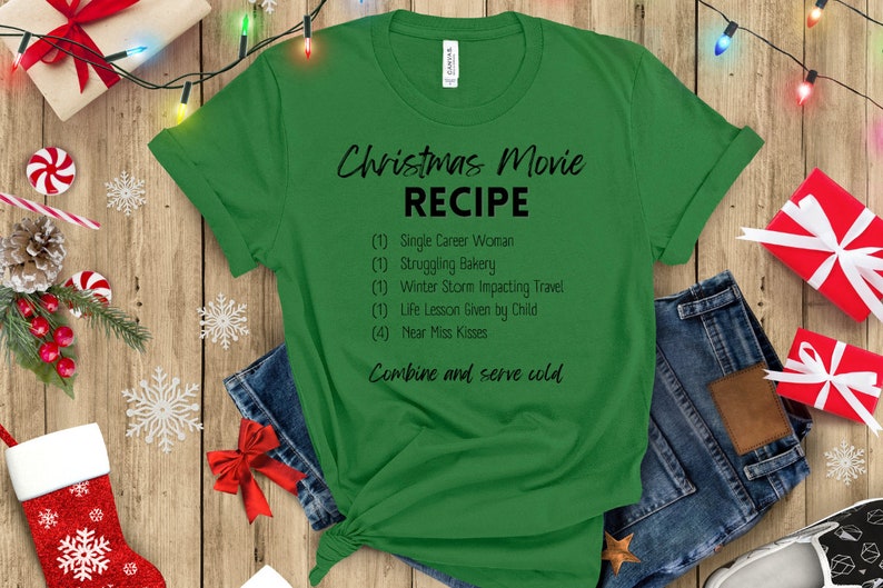 Christmas Movie Watching Recipe Shirt Christmas Movie Season Hot Cocoa Shirt Small Town Movie Shirt Movies by the Fire with my Dog image 2