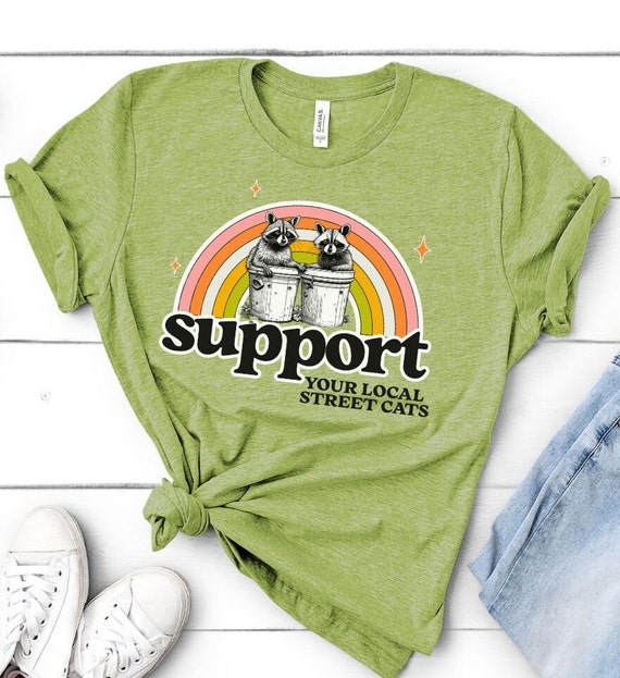 Retro Street Cats T-shirt,funny Tee Shirt Gift Raccoon, Trash