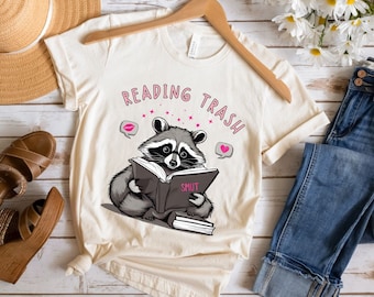 本好きのアライグマシャツ、スマット トラッシュ リーダー ロマンス ゴブリンコア、本好きへのギフト、面白い読書アライグマの本好き T シャツ、スマットなロマンスの本