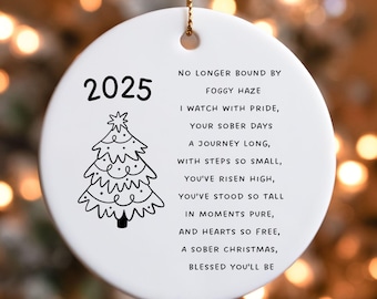 Nüchterne Weihnachtsverzierung, Nüchternheitsgeschenk, Nüchternheitsgeschenk, Nüchternheitsjubiläum, Genesungsgeschenk, Verzierungsandenken, 1 Jahr nüchterner Freund, erstes Weihnachten nüchtern