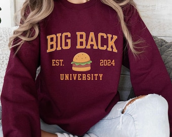 Big Back Energy Funny Crewneck Sweatshirt, Unhinged Shirt, Gen Z Humor, Preppy Retro Silly Foodie, Meme, Bestie Coworkers, Backtivity Gift