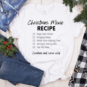 Christmas Movie Watching Recipe Shirt Christmas Movie Season Hot Cocoa Shirt Small Town Movie Shirt Movies by the Fire with my Dog image 3