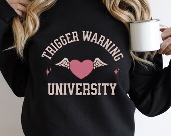 Trigger Warning Crewneck Sweatshirt,Bookish Dark Romance, Book Lover, Gift for Spicy Book Smut Reader, Reading Romantasy Book Club Gifts