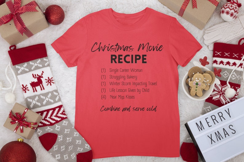 Christmas Movie Watching Recipe Shirt Christmas Movie Season Hot Cocoa Shirt Small Town Movie Shirt Movies by the Fire with my Dog image 4