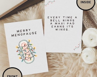 Lustige Karte Menopause, Grußkarte Merry Menopause, Jedes Mal klingelt Maxi Pad Humor, Menopause Meilensteinkarte mittleren Alters 40er 50er Jahre