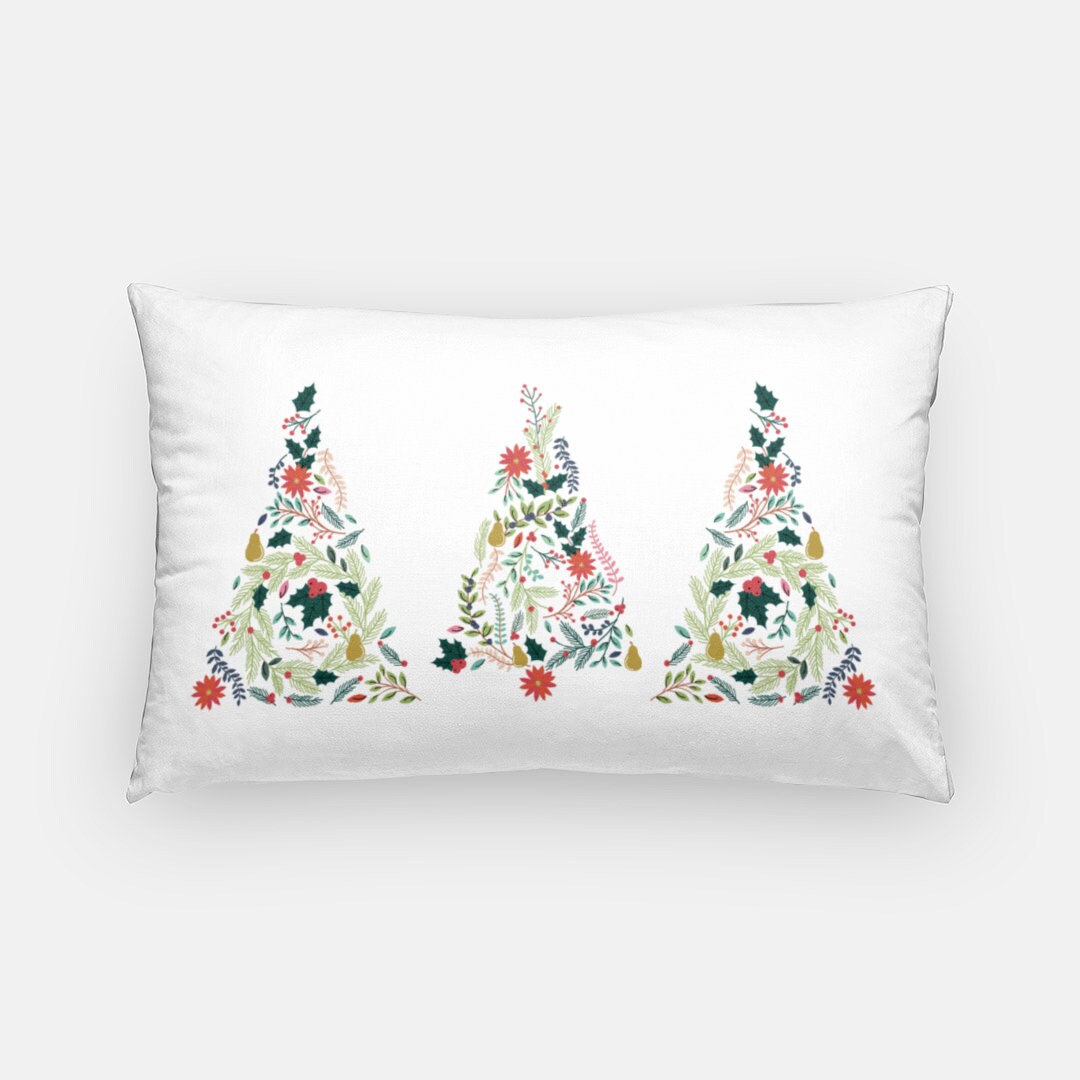 Holiday Lumbar Pillow Case Christmas Trees Lumbar Pillow Etsy