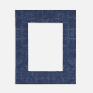 Navy Croc Picture Frame | Navy Photo Frame  | Contemporary Frame | Memory Size 8X10 Holds 5X7 Photo | Holiday Gift | Incentive Gift