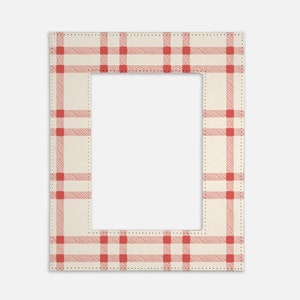 Ivory & Red Photo Frame | Plaid Picture Frame | Memory Size 8X10 Holds 5X7 Photo | Holiday Photo Frame | Plaid Holiday Frame | Holiday Gift