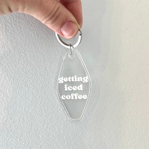 Getting Iced Coffee Keychain, Vintage Motel Keychain, Aesthetic Keychain, Coffee Addict Gift, Retro Keychain, Iced Coffee Gift