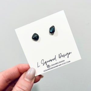 Hematite Studs, Gemstone Earrings, Grey Studs, Hematite Jewelry, Stocking Stuffer, Natural Stone Studs, Gift for Her, Charcoal Studs