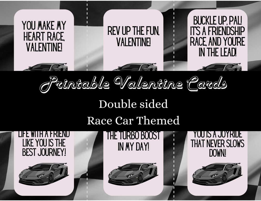 Race Car Valentine Cards, Exotic Car Valentines, Classroom Valentines ...
